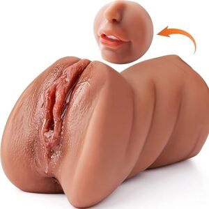 3 in 1 Pocket Pussy Male Masturbators with Lifelike Face, Sex Doll with Realistic Textured Mouth Vagina and Tight Anus, Masturbator Male Stroker Deep Throat Oral Adult Sex Toys...