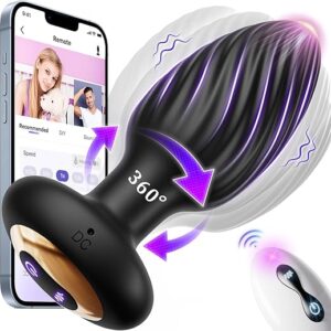 360° Rotation Adult Sex Toys for Men Prostate Massager - Games Vibrators APP Remote Control, Adult Toys Anal Plug Vibrating Butt Plug with 9 Vibrating Mode, Anal Toys Vibrator...