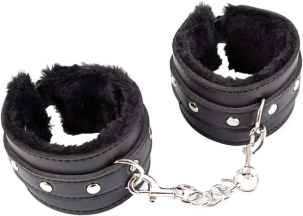 Adjustable Handcuffs Ankle Bracelets SM Adult Plush PU Leather Bondage Fetish Handcuffs Kit Cuff Restraint Set Sex Toy, Rbenxia Handcuff Restraints Adult Sex Toys Black