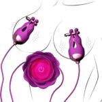 Nipple Toys Rose Sex Toy, Nipple Vibrator with 10 Vibration Modes Adjustable Rechargeable Vibrating Nipple Clamps Adult Toys for Couples or Women BDSM Sex Pleasure