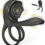 Penis Extender with G Spot Clitoris Penis Vibrator, Adult Men's Women's Sex Toys, Silicone Cock Ring Vibrator for Men, 4 in 1 Rose Sex Toy for Man Woman, MOVGANI Sex Game with 9...
