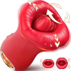 Rose Adult Toy Tongue Vibrator Handle Mouth-Shaped 10 Tongue Licking Kissing, Sex Toy Clit Licker Nipple, Rose Sex Stimulator for Women G-Spot Vibrators Clitoral Licking...