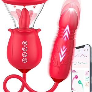 Rose Sex Toy for Womens Sex - 3in1 Upgrade Rose Sex Stimulator for Women with 7 Tongue Licking & 3 Thrusting Vibrator Dildo Adult Sex Toys for Couples G Spot Vibrators Clitoral...