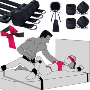 Sex Toys Bondage BDSM Restraints, Couples Sex Toys Bondage Restraints BDSM Kit, 75'' Adjustable Bed Restraints Sex Straps Set with Handcuffs Blindfold Tickler, Couple Adult Toys