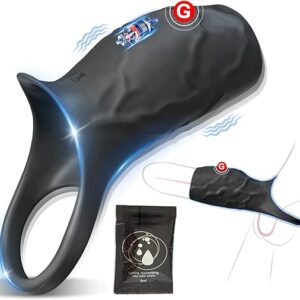 Vibrating Penis Sleeve Cock Ring, Couples Adult Sex Toys for Men Women, Pleasure Penis Ring Vibrator Penis Extender for Penis Testicles G Spot Stimulation, LNIIY Male Couple Sex...