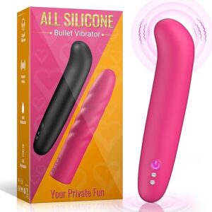 Vibrators Bullet Vibrator Sex Toys - Curved G All Silicone Rechargeable Mini Vibrator with 10 Powerful & Quiet Modes,Small Women Sex Toys for Nipple Clit G Spot Vibradores,Adult...